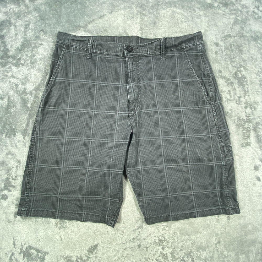 Wrangler Shorts Mens 32 Gray Plaid Cotton‎ Canvas Utility Pockets Casual